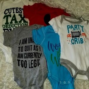5 newborn cotton onesies.